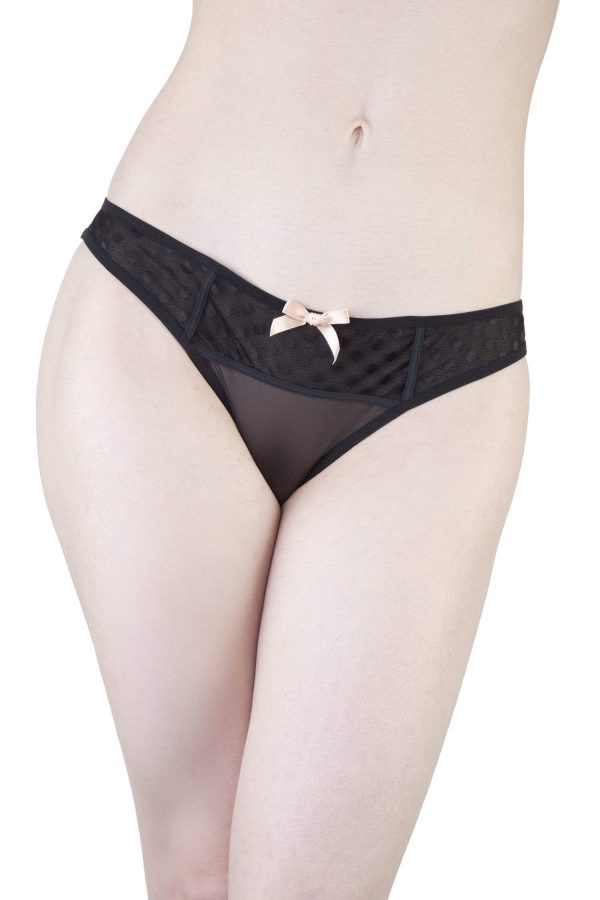 Isa Black Dot Mesh Net Brief Discount