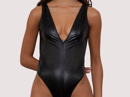 Arya Black PVC Cut Out Zip Up Body on Sale