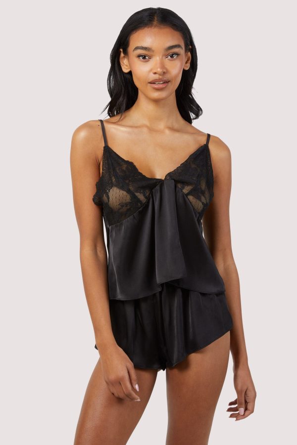 Rosie Black Satin and Lace Cami & Short Set Online