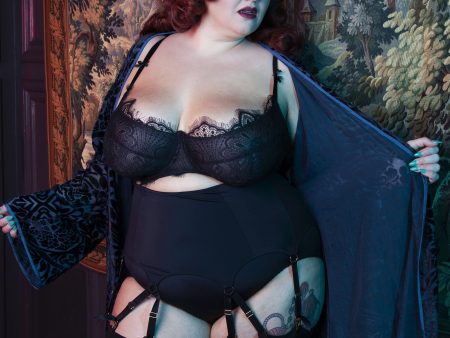 FFFB Black microfibre curve suspender Sale