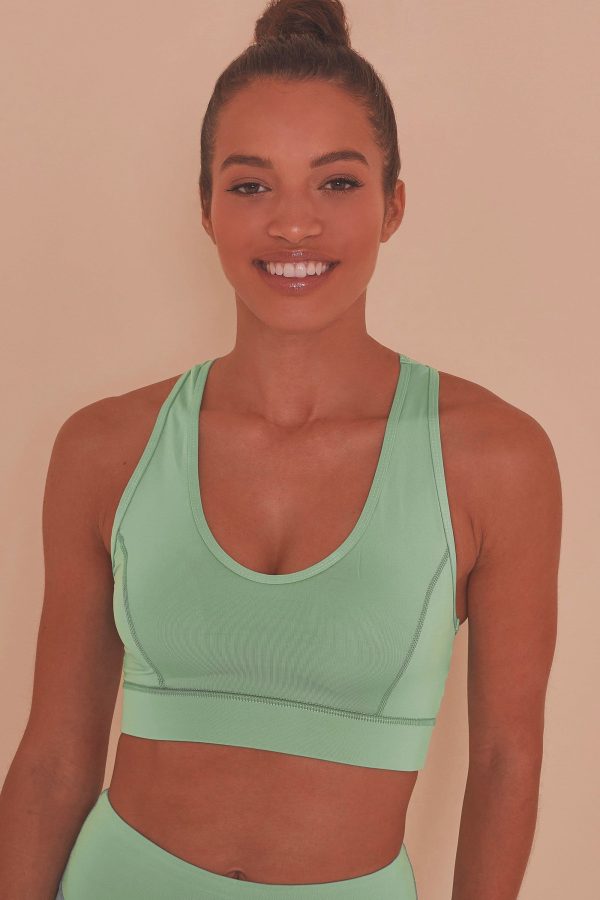 Green Double Strap Back Sports Bra Online