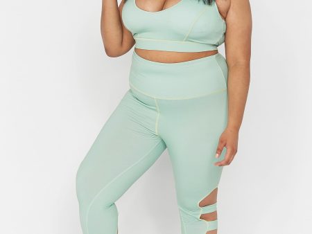 Green Long Strappy Curve leggings Cheap