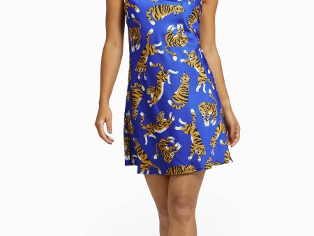 Kilo Brava Blue Tiger Satin Mini Slip Dress For Cheap