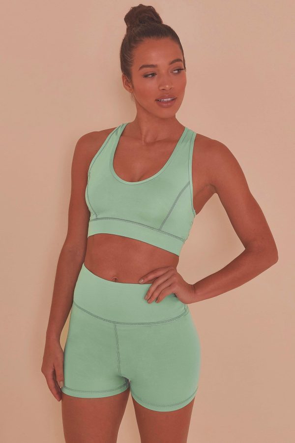 Green Double Strap Back Sports Bra Online