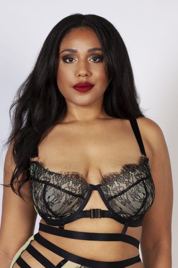 Devon Black Lime Lace Bra B - K For Cheap