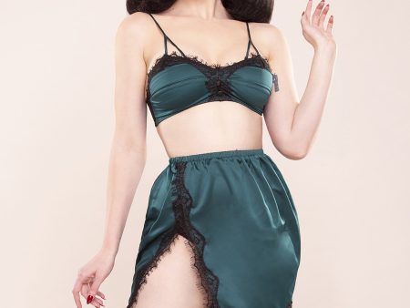 Bettie Page Satin & Lace Bralette & Slip Skirt Cheap