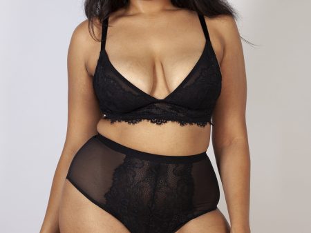 Bella Black Lace High Waist Brief on Sale