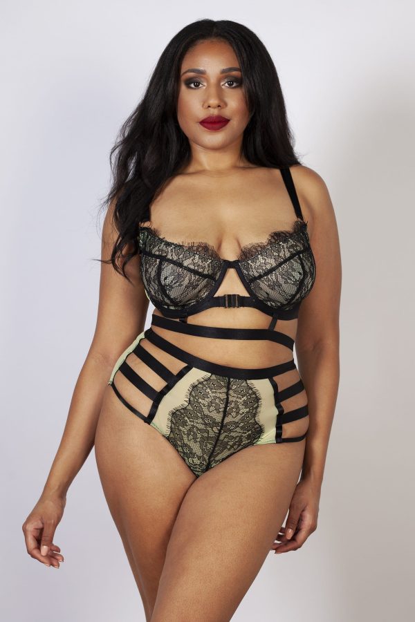 Devon Black Lime Lace Bra B - K For Cheap