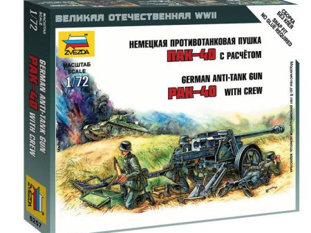 1 72 German AntiTank Gun  Pak40 with Crew  Plastic Model Kit Online Sale