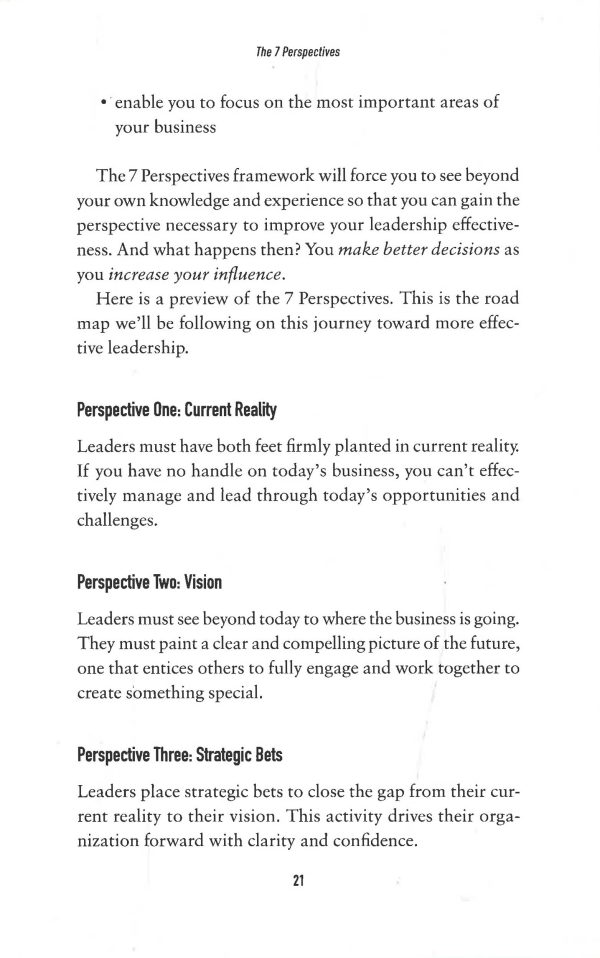 The 7 Perspectives Of Effective Leaders: A Proven Framework For Improving Decisions And Increasing Your Influence Supply